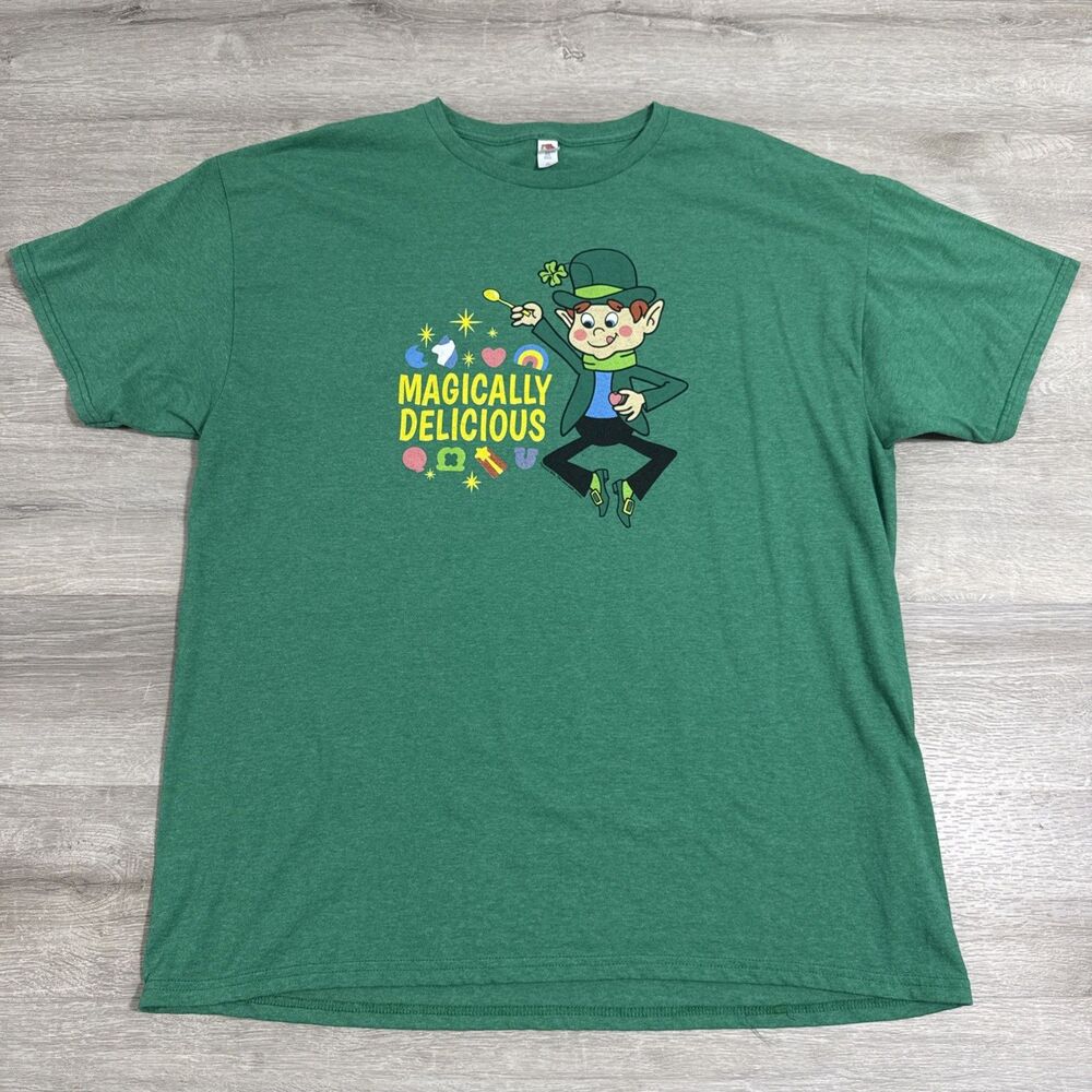 Lucky Charms Shirt Magically Delicious Leprechaun Men's Green Cotton Tee XL